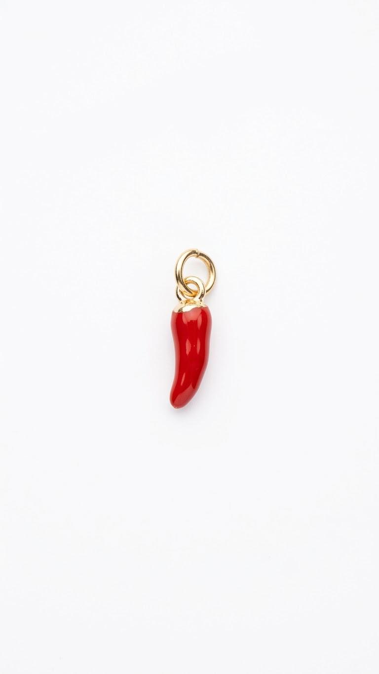 Chili-Charm in Rot für Haarklammer, goldfarben gefasst | Fairyglim