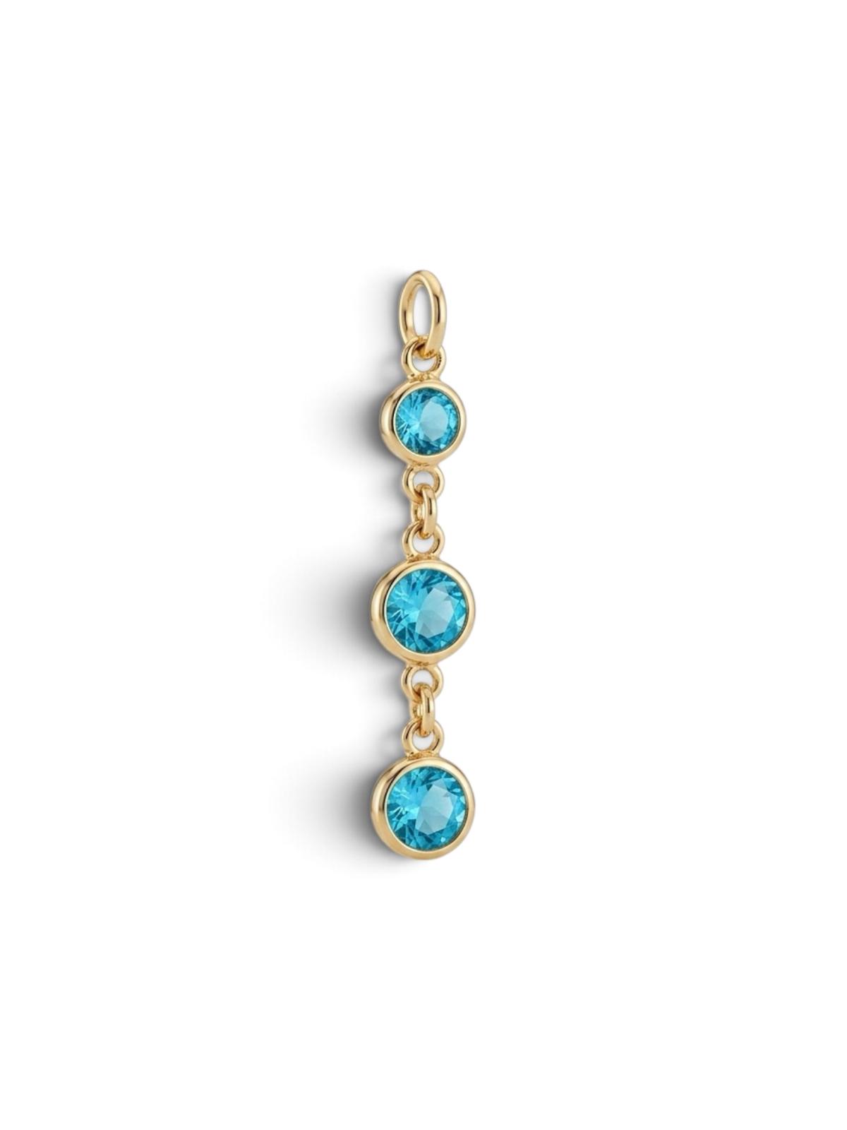 Ketten-Charm Blau mit drei Steinen für Haarklammer, goldfarben gefasst | Fairyglim