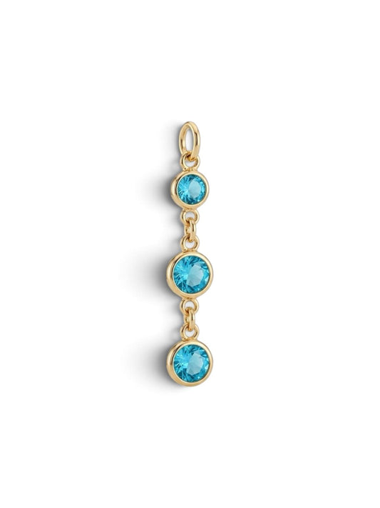 Ketten-Charm Blau mit drei Steinen für Haarklammer, goldfarben gefasst | Fairyglim