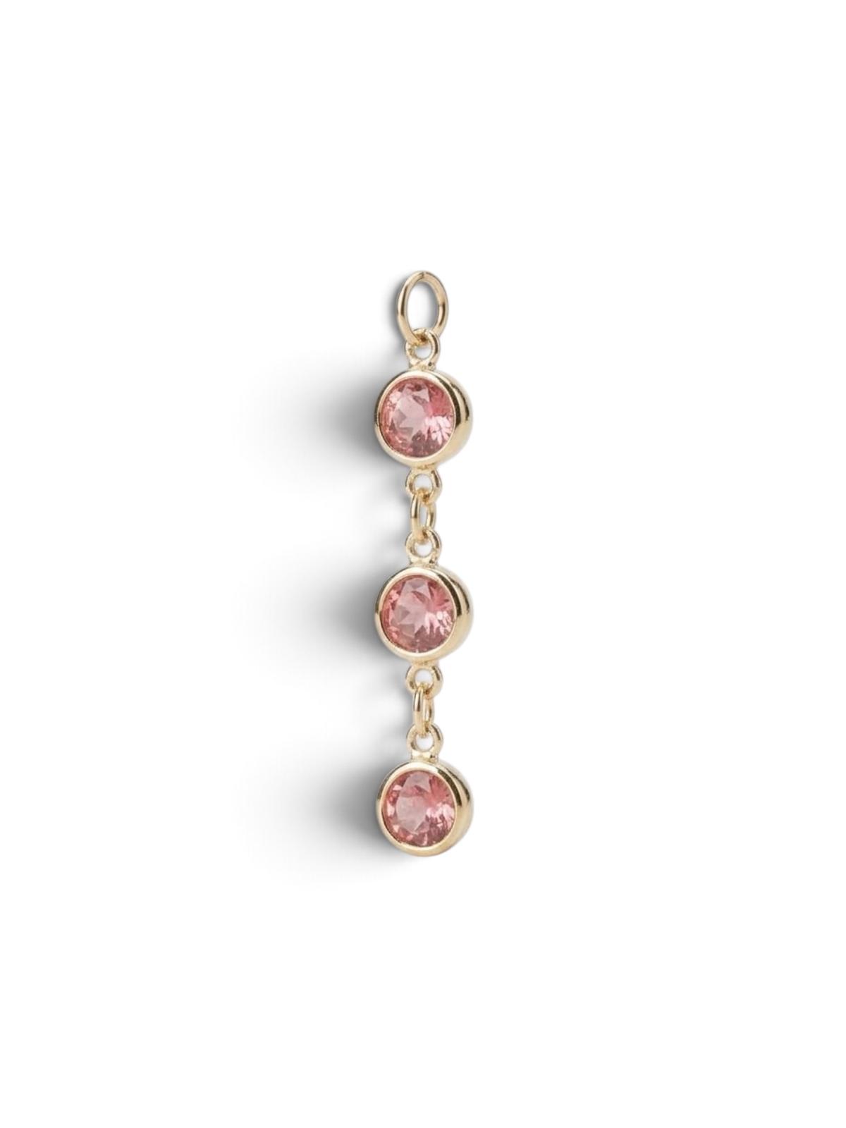 Ketten-Charm Rosa mit drei Steinen für Haarklammer, goldfarben gefasst | Fairyglim